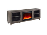 Summit 70"W Gray Walnut Finish TV Stand Console with Fireplace and Heater