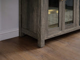 Ellington 70"W Gray Walnut Finish Fireplace TV Stand Console with Heater, LED Light, Cabinets, Shelves
