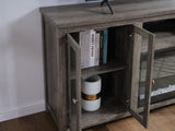 Ellington 70"W Gray Walnut Finish Fireplace TV Stand Console with Heater, LED Light, Cabinets, Shelves
