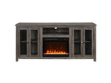 Ellington 70"W Gray Walnut Finish Fireplace TV Stand Console with Heater, LED Light, Cabinets, Shelves