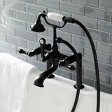 Aqua Vintage Three-Handle 2-Hole Deck-Mount Clawfoot Tub Faucet with Hand Shower