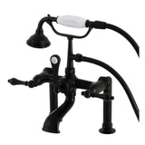 Aqua Vintage Three-Handle 2-Hole Deck-Mount Clawfoot Tub Faucet with Hand Shower