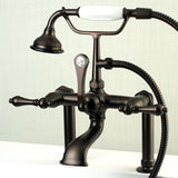 Aqua Vintage Three-Handle 2-Hole Deck-Mount Clawfoot Tub Faucet with Hand Shower