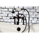 Aqua Vintage Three-Handle 2-Hole Deck-Mount Clawfoot Tub Faucet with Hand Shower