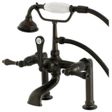 Aqua Vintage Three-Handle 2-Hole Deck-Mount Clawfoot Tub Faucet with Hand Shower