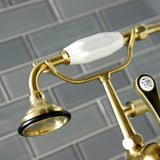Aqua Vintage Three-Handle 2-Hole Deck-Mount Clawfoot Tub Faucet with Hand Shower