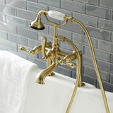 Aqua Vintage Three-Handle 2-Hole Deck-Mount Clawfoot Tub Faucet with Hand Shower