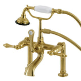 Aqua Vintage Three-Handle 2-Hole Deck-Mount Clawfoot Tub Faucet with Hand Shower