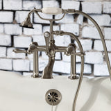 Aqua Vintage Three-Handle 2-Hole Deck-Mount Clawfoot Tub Faucet with Hand Shower