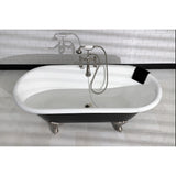 Aqua Vintage Three-Handle 2-Hole Deck-Mount Clawfoot Tub Faucet with Hand Shower