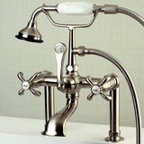 French Country Three-Handle 2-Hole Deck-Mount Clawfoot Tub Faucet with Hand Shower