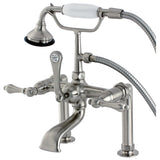 Aqua Vintage Three-Handle 2-Hole Deck-Mount Clawfoot Tub Faucet with Hand Shower
