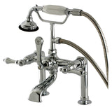 Aqua Vintage Three-Handle 2-Hole Deck-Mount Clawfoot Tub Faucet with Hand Shower