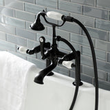 Aqua Vintage Three-Handle 2-Hole Deck-Mount Clawfoot Tub Faucet with Hand Shower