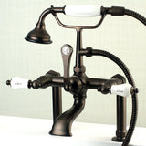 Aqua Vintage Three-Handle 2-Hole Deck-Mount Clawfoot Tub Faucet with Hand Shower