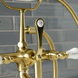 Aqua Vintage Three-Handle 2-Hole Deck-Mount Clawfoot Tub Faucet with Hand Shower