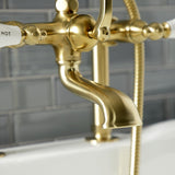 Aqua Vintage Three-Handle 2-Hole Deck-Mount Clawfoot Tub Faucet with Hand Shower