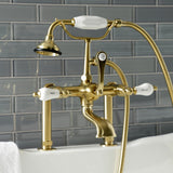 Aqua Vintage Three-Handle 2-Hole Deck-Mount Clawfoot Tub Faucet with Hand Shower