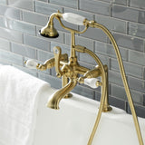 Aqua Vintage Three-Handle 2-Hole Deck-Mount Clawfoot Tub Faucet with Hand Shower