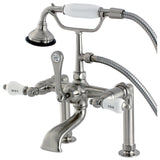Aqua Vintage Three-Handle 2-Hole Deck-Mount Clawfoot Tub Faucet with Hand Shower