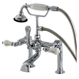 Aqua Vintage Three-Handle 2-Hole Deck-Mount Clawfoot Tub Faucet with Hand Shower