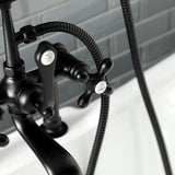 Aqua Vintage Three-Handle 2-Hole Deck-Mount Clawfoot Tub Faucet with Hand Shower