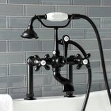 Aqua Vintage Three-Handle 2-Hole Deck-Mount Clawfoot Tub Faucet with Hand Shower