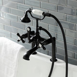 Aqua Vintage Three-Handle 2-Hole Deck-Mount Clawfoot Tub Faucet with Hand Shower