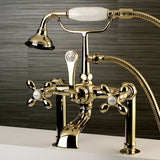 Aqua Vintage Three-Handle 2-Hole Deck-Mount Clawfoot Tub Faucet with Hand Shower