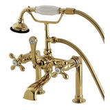 Aqua Vintage Three-Handle 2-Hole Deck-Mount Clawfoot Tub Faucet with Hand Shower