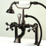 Aqua Vintage Three-Handle 2-Hole Deck-Mount Clawfoot Tub Faucet with Hand Shower