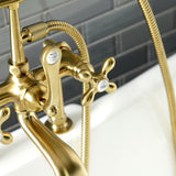 Aqua Vintage Three-Handle 2-Hole Deck-Mount Clawfoot Tub Faucet with Hand Shower