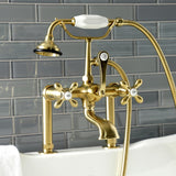 Aqua Vintage Three-Handle 2-Hole Deck-Mount Clawfoot Tub Faucet with Hand Shower