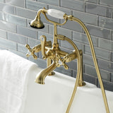Aqua Vintage Three-Handle 2-Hole Deck-Mount Clawfoot Tub Faucet with Hand Shower