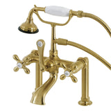 Aqua Vintage Three-Handle 2-Hole Deck-Mount Clawfoot Tub Faucet with Hand Shower