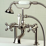Aqua Vintage Three-Handle 2-Hole Deck-Mount Clawfoot Tub Faucet with Hand Shower