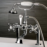 Aqua Vintage Three-Handle 2-Hole Deck-Mount Clawfoot Tub Faucet with Hand Shower