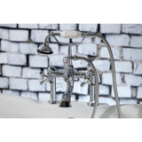 Aqua Vintage Three-Handle 2-Hole Deck-Mount Clawfoot Tub Faucet with Hand Shower
