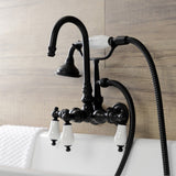 Aqua Vintage Three-Handle 2-Hole Tub Wall Mount Clawfoot Tub Faucet with Hand Shower