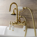 Aqua Vintage Three-Handle 2-Hole Tub Wall Mount Clawfoot Tub Faucet with Hand Shower