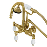 Aqua Vintage Three-Handle 2-Hole Tub Wall Mount Clawfoot Tub Faucet with Hand Shower