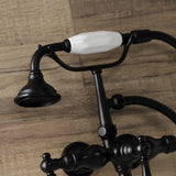 Aqua Vintage Three-Handle 2-Hole Tub Wall Mount Clawfoot Tub Faucet with Hand Shower