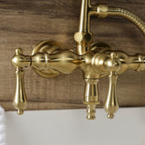 Aqua Vintage Three-Handle 2-Hole Tub Wall Mount Clawfoot Tub Faucet with Hand Shower