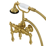 Aqua Vintage Three-Handle 2-Hole Tub Wall Mount Clawfoot Tub Faucet with Hand Shower