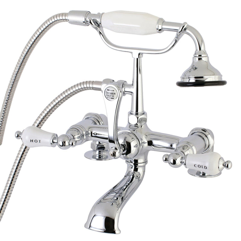 Aqua Vintage Three-Handle 2-Hole Deck-Mount Clawfoot Tub Faucet with Hand Shower