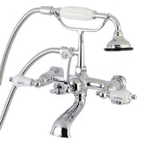 Aqua Vintage Three-Handle 2-Hole Deck-Mount Clawfoot Tub Faucet with Hand Shower