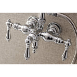 Aqua Vintage Three-Handle 2-Hole Tub Wall Mount Clawfoot Tub Faucet with Hand Shower