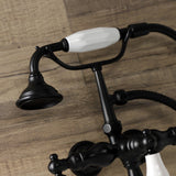 Aqua Vintage Three-Handle 2-Hole Tub Wall Mount Clawfoot Tub Faucet with Hand Shower