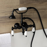 Aqua Vintage Three-Handle 2-Hole Tub Wall Mount Clawfoot Tub Faucet with Hand Shower