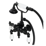 Aqua Vintage Three-Handle 2-Hole Tub Wall Mount Clawfoot Tub Faucet with Hand Shower